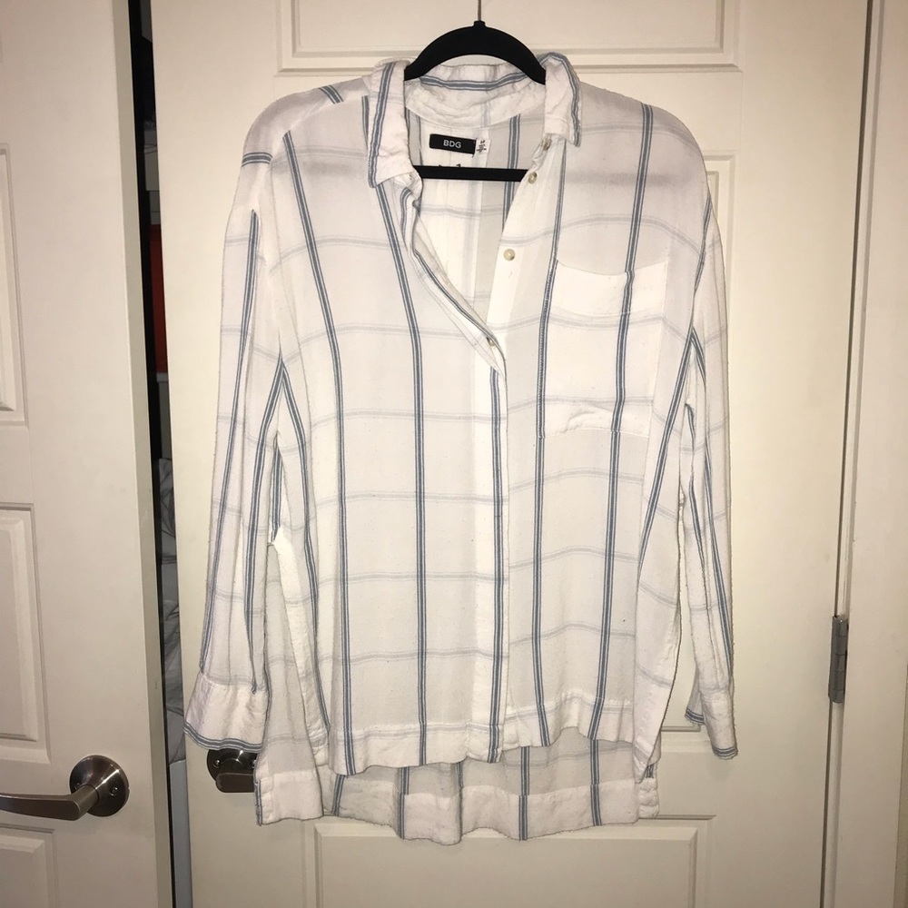 Baby Blue and White Urban Outfitters Button-Up